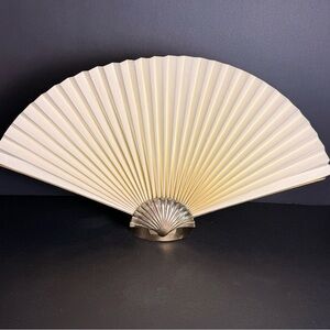 Vintage Mid-Century Pleated Paper Fan Candle Holder SHELL BASE Hollywood Regency